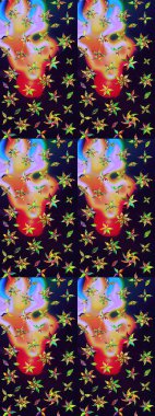 Çocuk stili. Renkli Bahar Teması eskiz kalıbı. Düz Çiçek Elementleri Tasarımı. Çiçekli çizim raster arkaplanı.