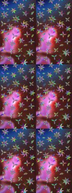 Kahverengi ve mor renkli çiçekler. Raster Illustrasyon 'daki Çiçek Deseni' nin son moda çizimi. Renkli Yaz Temalı eskiz kalıbı. Düz Çiçek Elementleri Tasarımı.