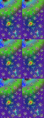 Raster illüstrasyonu. Renkli Bahar Teması eskiz kalıbı. Düz Çiçek Elementleri Tasarımı. Zentangle soyut çiçekleri. Güzel kumaş deseni. Çiçek tozu..