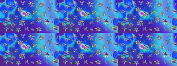 Küçük çiçekteki sevimli çiçek deseni. Mavi ve mor renkte çiçekler.