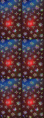 Çiçekli karalama şeklinde Raster çiçek deseni. Kahverengi ve mor renkli çiçekler. Nazik, narin çiçek arkaplanı.