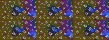 Varicolo Raster çizimi. Bir sürü soyut çiçekli tropik eskiz deseni. Küçük çiçekte sevimli çiçek deseni var..