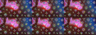 Çiçekli karalama şeklinde Raster çiçek deseni. Nazik, sevimli çiçek arkaplanı. Kahverengi ve mor renkte çiçekler.