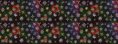 Sevimli çiçek raster deseni. Renkli çiçekler. Renkli Bahar Teması eskiz kalıbı. Düz Çiçek Elementleri Tasarımı.