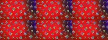 Raster illüstrasyonundaki çiçek desenli çizim. Suluboya tarzında kırmızı ve kahverengi renkte çiçekler.