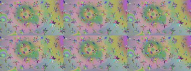 Tatil havası. Tarafsız ve yeşil renklerde çiçekler. Bahar mevsimi. Raster güzel bir çiçek deseni çizmiş. Nazik romantik baskı.