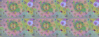 Raster illüstrasyonu. Küçük çaplı çiçeklerdeki basit şirin desenler. Tekstil veya kitap kapakları, imalat, duvar kağıtları, baskı, hediye paketi ve yapıştırma kitabı için çiçek eskiz geçmişi.