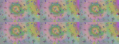 Çizim çiçek deseni duvar kâğıdı olarak kullanılabilir. Raster illüstrasyonu. Tarafsız ve yeşil renkte çiçekler.