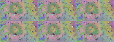 Düz Çiçek Elementleri Tasarımı. Renkli Bahar Teması eskiz kalıbı. Tarafsız ve yeşil renklerde çiçekler. Raster illüstrasyonunda çiçek deseni çizimi.