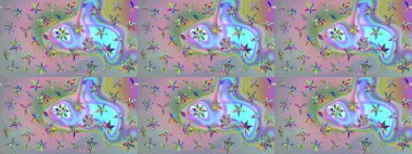 Güzel kumaş deseni. Bahar çiçekleriyle güzel bir çiçek deseni çizmişsin. Raster illüstrasyonu.