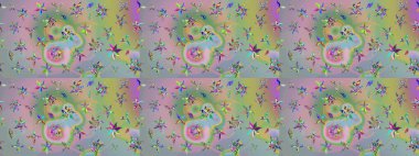 Raster illüstrasyonu. Çiçek arkaplan. Renkli çizim kalıbı. Tarafsız ve yeşil renklerde şirin tekstil tarzında. Çiçek duvar kağıdı.