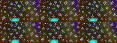 Çizim çiçek deseni duvar kâğıdı olarak kullanılabilir. Raster illüstrasyonu. Kahverengi ve gri renkte çiçekler.