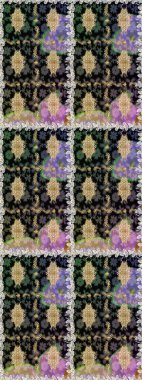 Çiçek deseni. Duvar kâğıdı barok, İspanyol kumaşı. Şık bir grafik desen. Kusursuz raster arka plan. Kahverengi ve bej renklerdeki altın elementler.