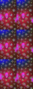 Düz Çiçek Elementleri Tasarımı. Renkli Bahar Teması eskiz kalıbı. Taslak desenli, modaya uygun kumaş deseni. Şirin çiçek elementleri. Raster illüstrasyonu.