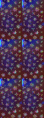 Renkli grunge, soyut arkaplanı kolonya ve mor çiçeklerle süslüyor. Nakış desenli çiçek deseni. İzler, kumaş, duvar kağıtları, tekstil için raster dokusu.