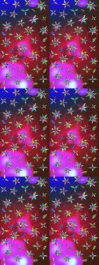 Kırmızı ve mor renkte çiçekler. Raster illüstrasyonunda çiçek deseni çizimi.