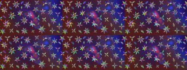 Raster illüstrasyonundaki çiçek desenli çizim. Renkli Bahar Teması eskiz kalıbı. Düz Çiçek Elementleri Tasarımı. Süslü kumaş deseni.