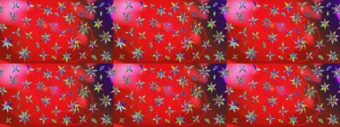 Suluboya çizim kalıbı. Kırmızı ve pembe renkli çiçekler suluboya tarzında. Çiçek izi.