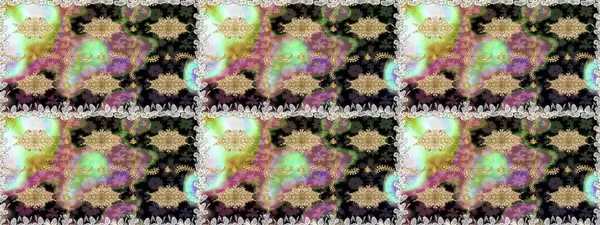 Şık bir grafik desen. Çiçek deseni. Duvar kâğıdı barok, İspanyol kumaşı. Kusursuz raster arka plan. Kahverengi ve bej renklerdeki altın elementler.