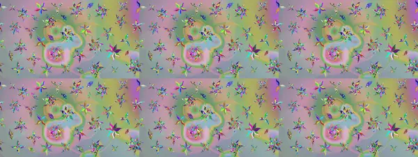 Raster illüstrasyonu. Çiçek arkaplan. Renkli çizim kalıbı. Tarafsız ve yeşil renklerde şirin tekstil tarzında. Çiçek duvar kağıdı.