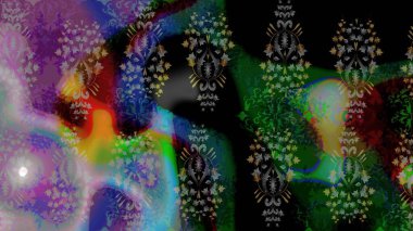 Siyah renkli çiçekler. Hediye ambalaj kağıdı, tebrik kartları, posterler ve pankart tasarımı. Raster düz çiçek çizim deseni.