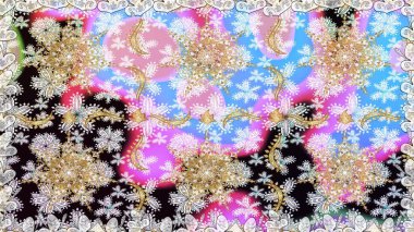 Oriental raster klasik nötr ve altın desenli. Raster illüstrasyonu. Kusursuz soyut arkaplan.