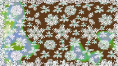 Renkli Bahar Temalı Kusursuz Arkaplan. Kahverengi renkli çiçekler. Sevimli çiçek raster deseni. Düz Çiçek Elementleri Tasarımı.