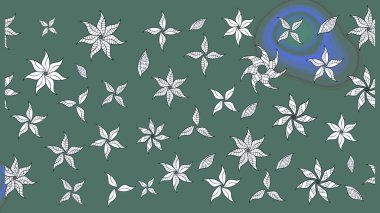 Raster illüstrasyonu. Yeşil renkte karalamalı çiçek deseni çiz.