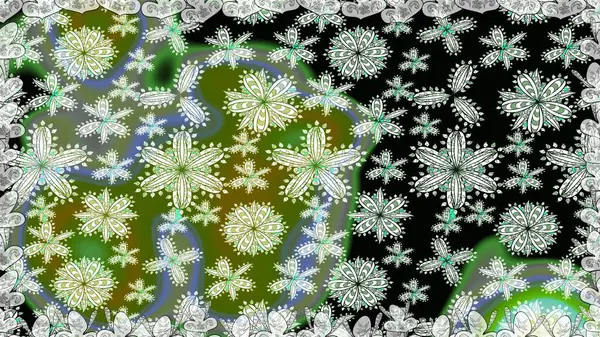 Kusursuz etnik tasarım. Yatak çarşafları, ceket, paket tasarımı, kumaş ve moda kavramları için tekstil baskısı. Çiçekleri, deniz kabukları, mandalaları ve suluboya efektleri olan deniz altyapısı.