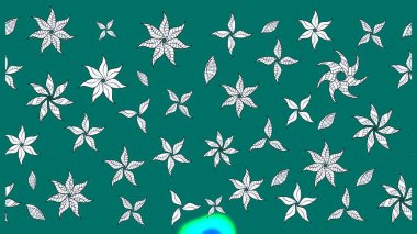 Çok mavi, zarif küçük çiçekler ve mavi renkli komik böcekler, raster desen, illüstrasyon.