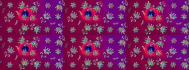 Çiçek kompozisyonu, el boyası, hassas şablon. Sevgililer günü ve tebrik kartı konsepti için şık bir davetiye. Üst manzara, yumuşak stil. Mor renkte manzaralı çiçek deseni.