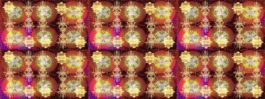 Raster illüstrasyonu. Düz yatıyordu. Kahverengi, nötr ve sarı renklerde kar tanelerinden oluşan kış deseni. Kış konsepti.