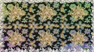 Klasik barok çiçek desenli, gri yerine altın desenli. Süslü raster dekorasyonu. Lüks, kraliyet ve Viktorya dönemi konsepti. Gri renklerdeki altın element.