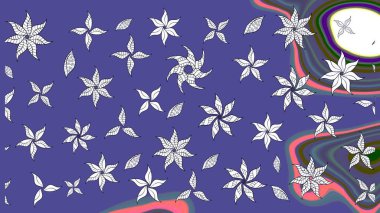 Şirin çiçek elementleri. Düz Çiçek Elementleri Tasarımı. Raster illüstrasyonu. Taslak desenli, modaya uygun kumaş deseni. Renkli Bahar Teması çizim şablonu.