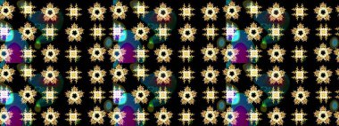 Süslü kumaş deseni. Raster illüstrasyonundaki çiçek desenli çizim. Renkli Bahar Teması eskiz kalıbı. Düz Çiçek Elementleri Tasarımı.