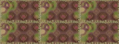 Düz Çiçek Elementleri Tasarımı. Renkli Bahar Temalı Kusursuz Arkaplan. Kahverengi renkli çiçekler. Sevimli çiçek raster deseni.