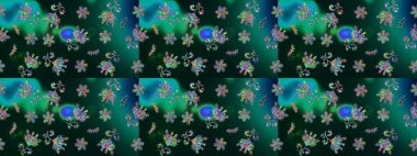 Raster illüstrasyonu. Güzel kumaş deseni. Bahar çiçekli güzel bir çiçek deseni..