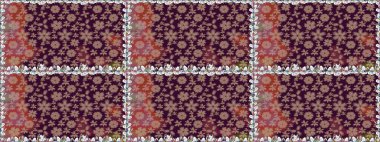 Çiçeksiz desenli arka plan. Renkli Bahar Temalı Kusursuz Arkaplan. Kahverengi renkli çiçekler. Düz Çiçek Elementleri Tasarım Raster illüstrasyonu.