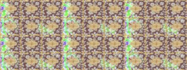 Klasik altın desenli eskiz. Tekrarlayan elementlerle soyut arkaplan oluşturun. Raster illüstrasyonu. Kahverengi renkler ve altın elementler üzerine altın çizim deseni.