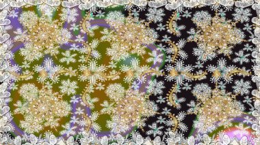 Barok tarzında kusursuz bir doğulu süsü. Gri renkli ve altın elementli geleneksel klasik altın sarısı desen.