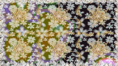 Barok tarzında kusursuz bir doğulu süsü. Gri renkli ve altın elementli geleneksel klasik altın sarısı desen.