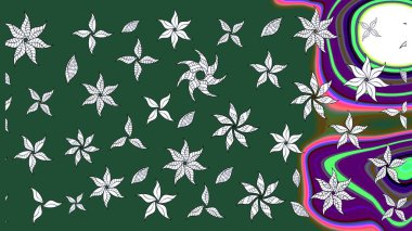 Yeşil renklerde. Güzel kumaş deseni. Raster illüstrasyonundaki çiçek desenli çizim. Raster illüstrasyonu.