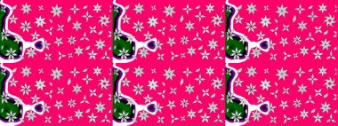 Taslak desenli, modaya uygun kumaş deseni. Şirin çiçek elementleri. Renkli Bahar Teması eskiz kalıbı. Raster illüstrasyonu. Düz Çiçek Elementleri Tasarımı.