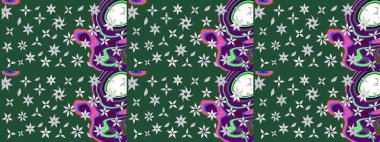 Yeşil renkli çiçekler. Çiçek süslemeli çizim deseni. Raster illüstrasyonu.