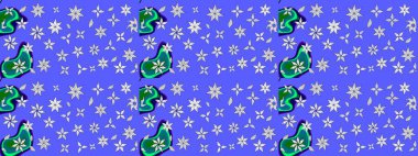 Raster illüstrasyonu. Suluboya çiçekli çiçek deseni. Mavi renkte Asya tekstili.