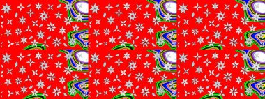 Çiçek desenli eskiz. Gömlek baskısı için çiçek boyası. Kırmızı renkte çiçekler.