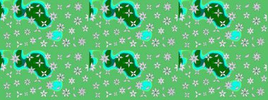 Üzerinde gelincikler ve vadi zambakları olan renkli çiçek desenli nakış deseni. Tekstil tasarımı için yeşil renkli geleneksel halk çiçekleri buketi.