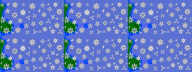 Sketch Colour Spring Theme eskiz kalıbı. Mavi renkli çiçekler. Sevimli çiçek raster deseni. Düz Çiçek Elementleri Tasarımı.