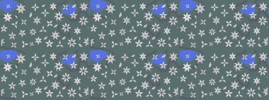 Raster illüstrasyonu. Tarafsız renklerde çiçekler. Çiçek desenli çizim. Raster illüstrasyonu. Asya tekstil tarzında.