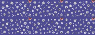 Çiçekli karalama şeklinde Raster çiçek deseni. Yumuşak, yaz çiçekleri menekşe renklerinde. Raster illüstrasyonu.